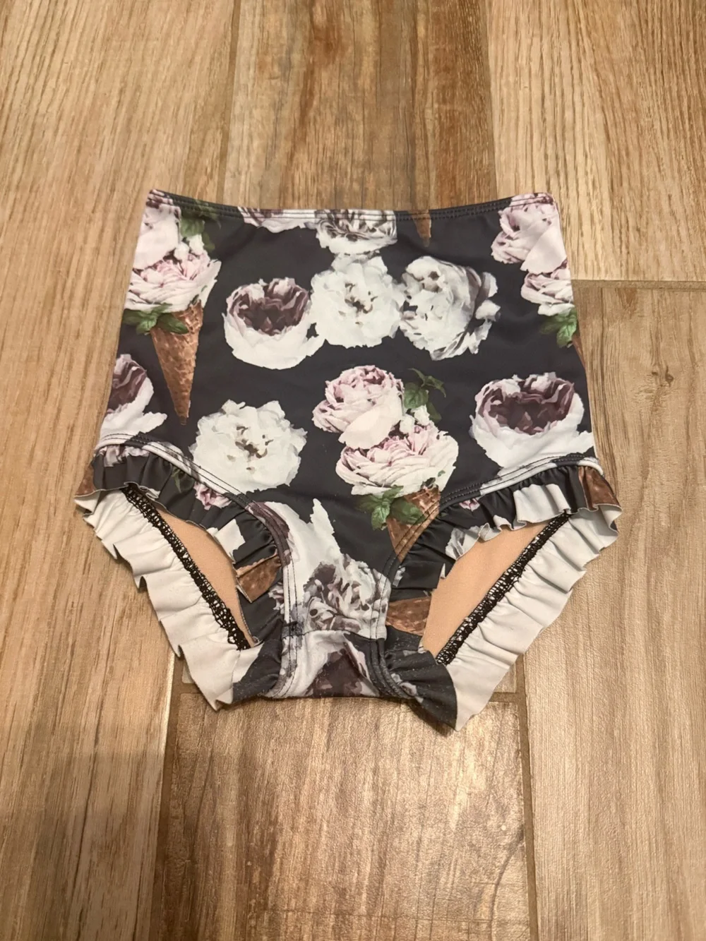 Kortni Jeane Mini Ice Cream Floral Ruffle Around the Bottom Swim Bottoms